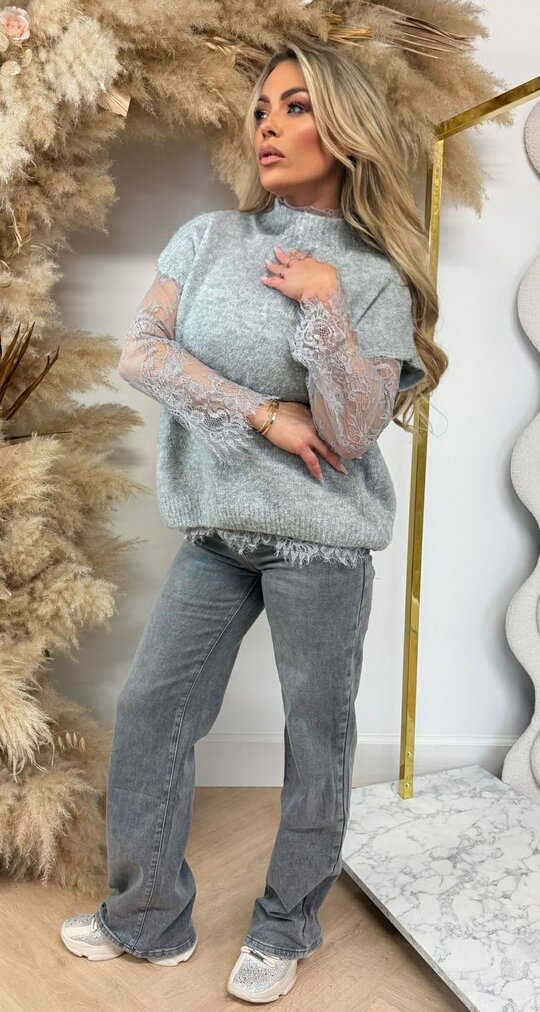 LULA SPENCER MET LACE SLEEVES 8322 GREY LULA SPENCER MET LACE SLEEVES 8322 GREY