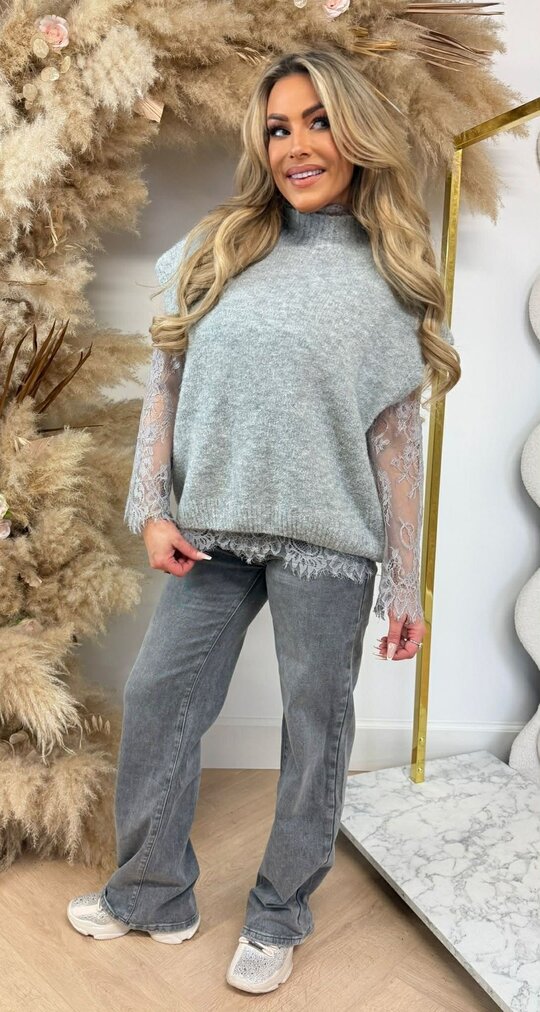 LULA SPENCER MET LACE SLEEVES 8322 GREY LULA SPENCER MET LACE SLEEVES 8322 GREY