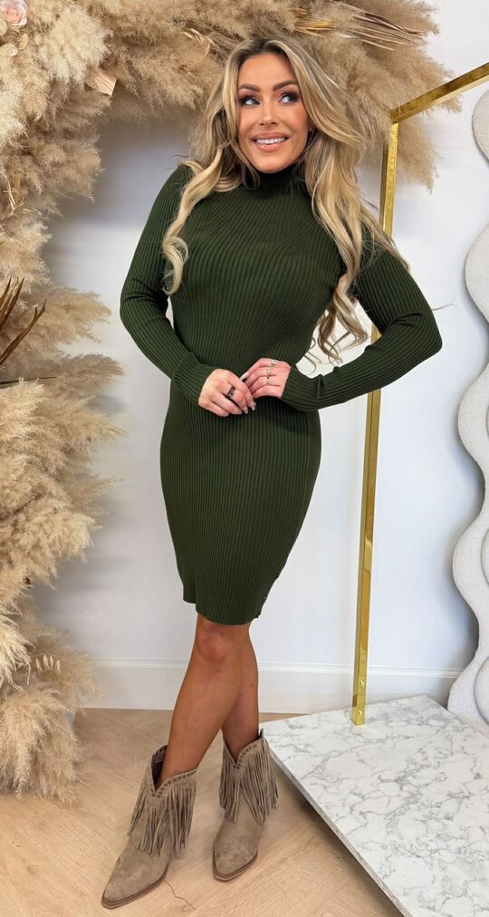 KAYLLA TURTLE NECK DRESS 10029 ARMYGREEN