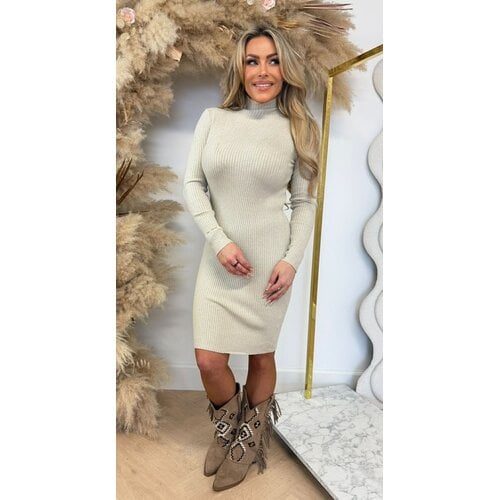 KAYLLA TURTLE NECK DRESS 10029 BEIGE
