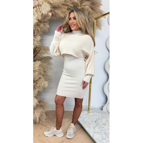 2 PIECE SET DRESS + SWEAT 10032 BEIGE