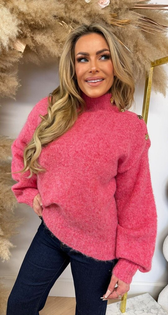 GLAM BUTTON SWEAT 8056 PINK
