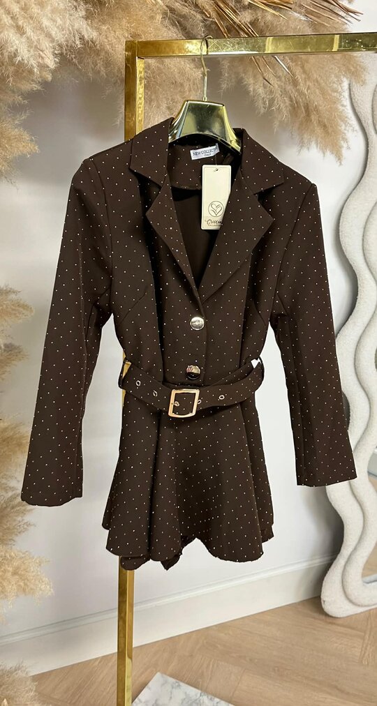 DIAMOND BELT PLAYSUIT CHOCO