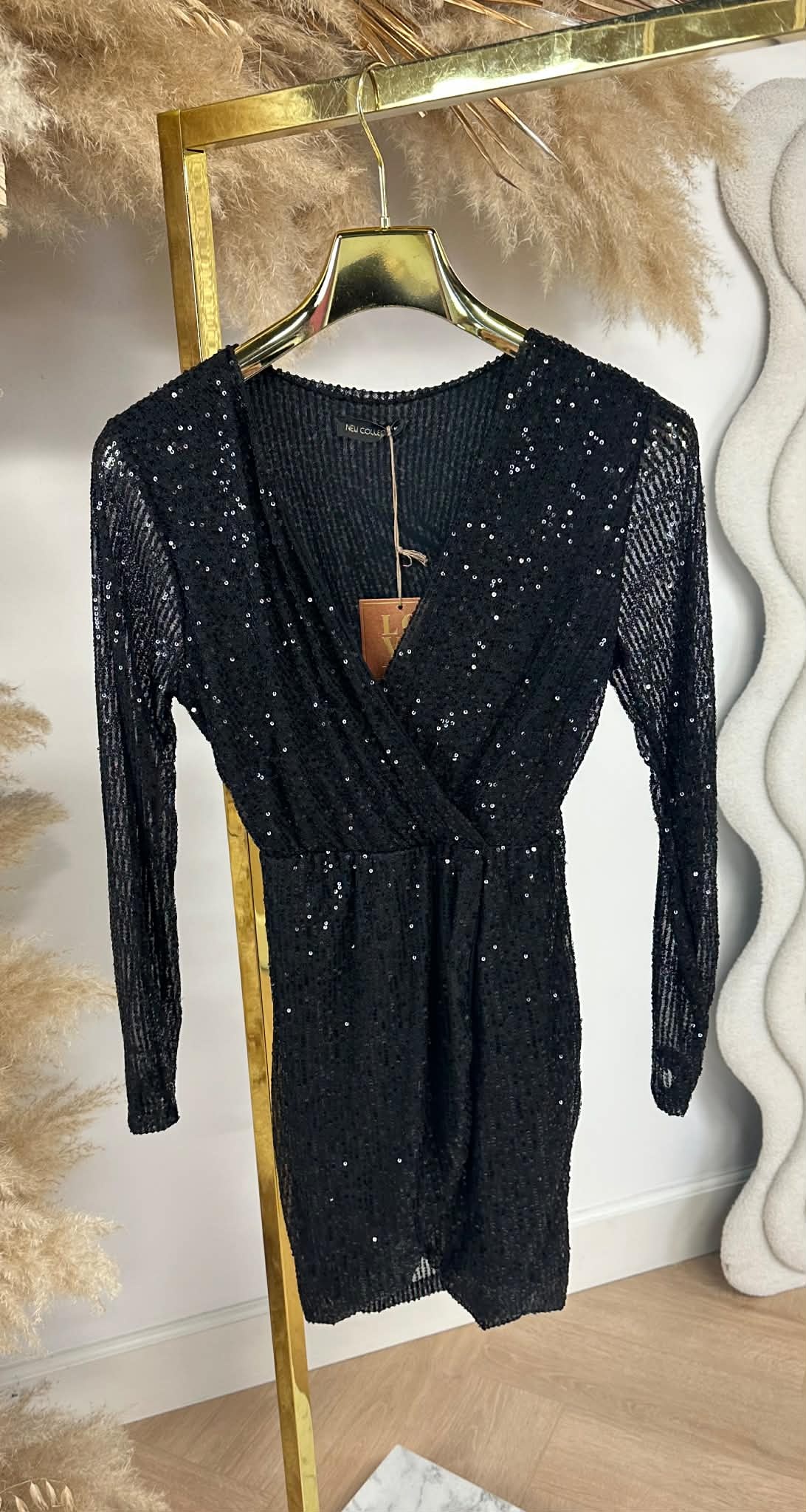 KATE ALL OVER SEQUIN DRESS BLACK