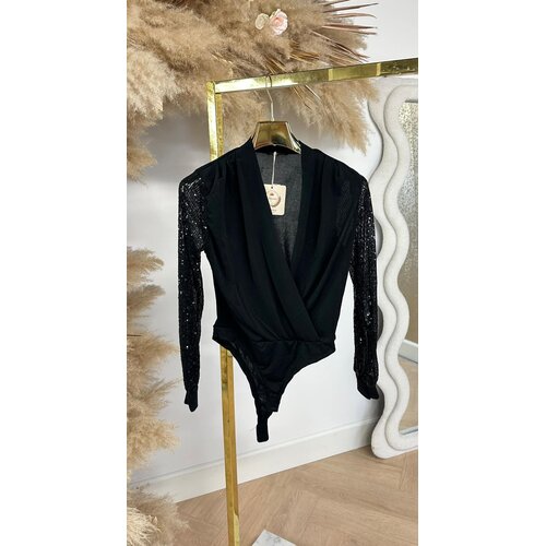 SEQUIN SLEEVE BODY BLACK