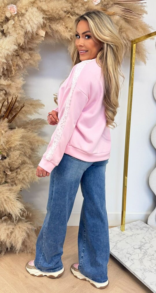 CUTE BASIC LACE SWEAT PINK