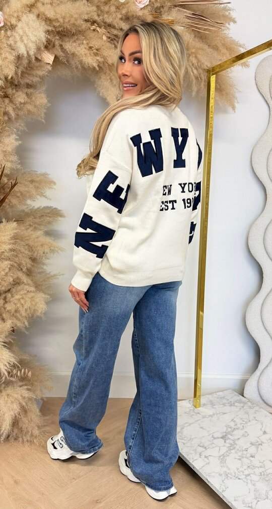 BESTSELLER NEW YORK SWEAT 936 LIGHTBEIGE/NAVY
