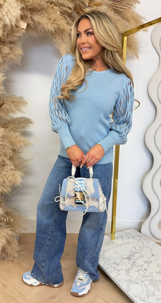 DAISY PATROON SLEEVE SWEAT 701 BLUE