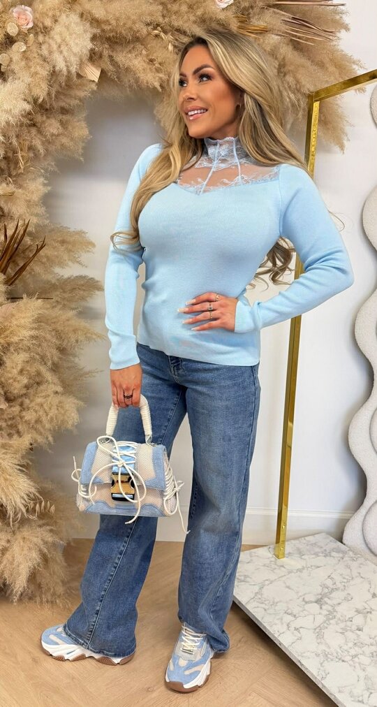 LACE HALTER TOP 9153 ICEBLUE