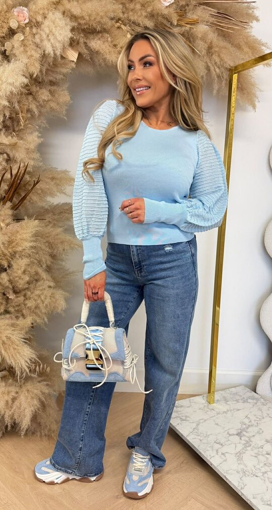 PARI MESH SLEEVE TOP 9369 ICEBLUE