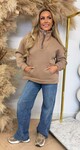 ZIPPER FLEECE SWEAT BEIGE