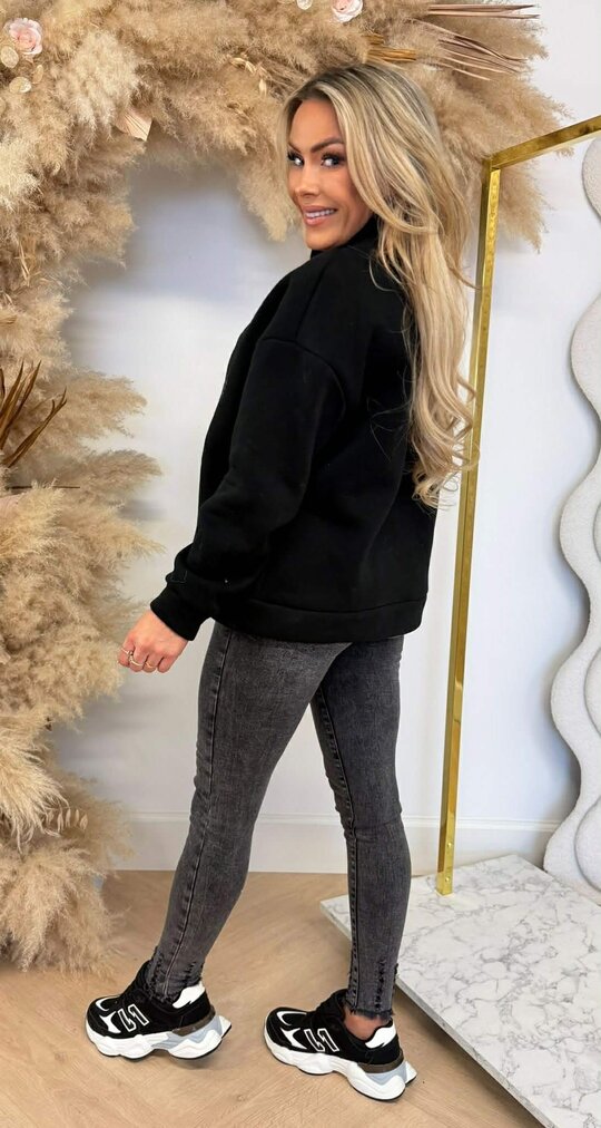 ZIPPER FLEECE SWEAT BLACK