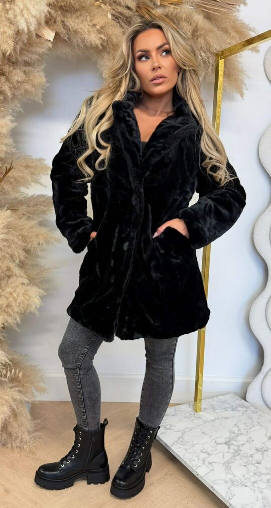 MISS SOFTY FAUX FUR JACKET 55811 BLACK