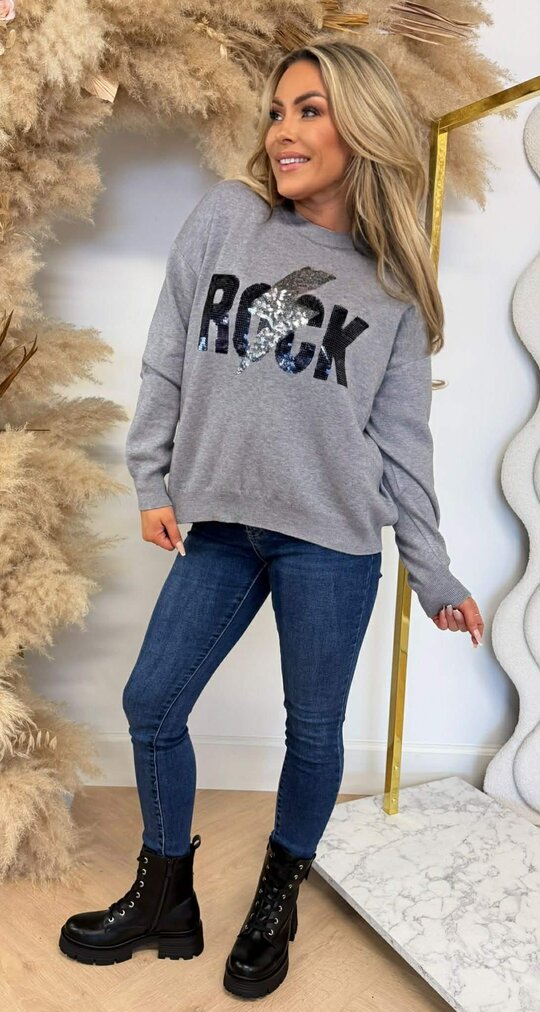 ACTIE ROCK SEQUIN SWEAT 10308 GREY ACTIE ROCK SEQUIN SWEAT 10308 GREY