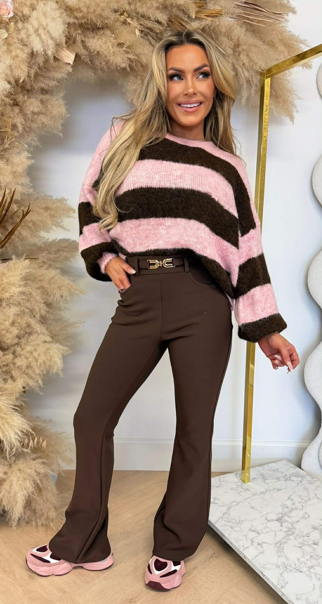 VIOLET STRIPED SWEATER PINK