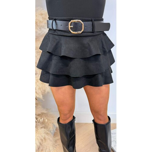MISS SUEDE RUFFLE SKORT BLACK