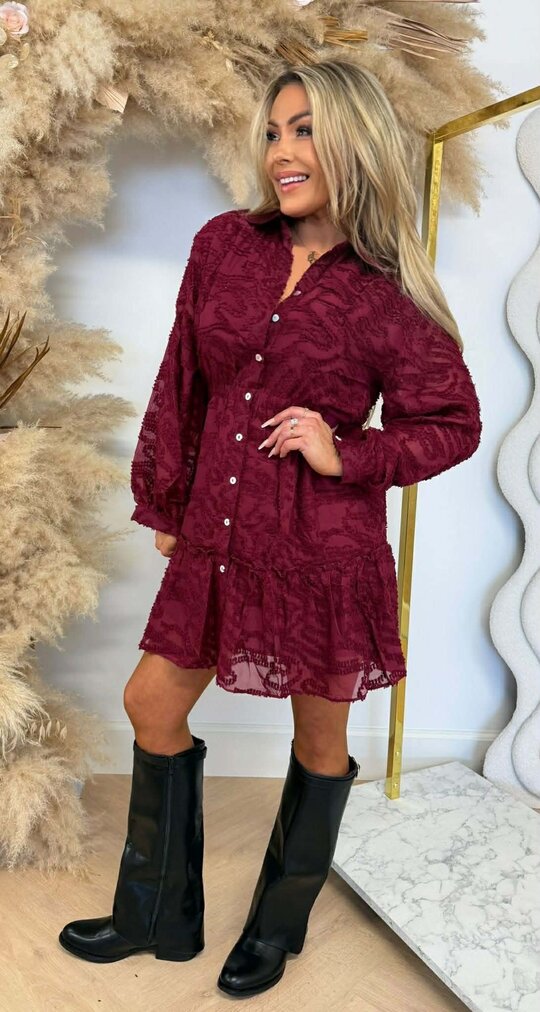 RUFFLY CUTE DRESS 9259 WINE