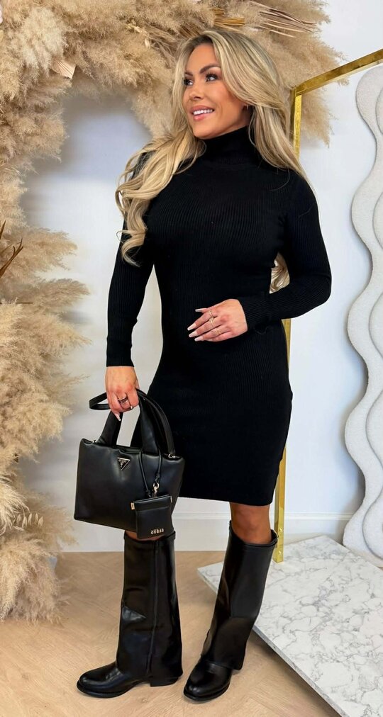 BASIC KOL KNIT DRESS BLACK