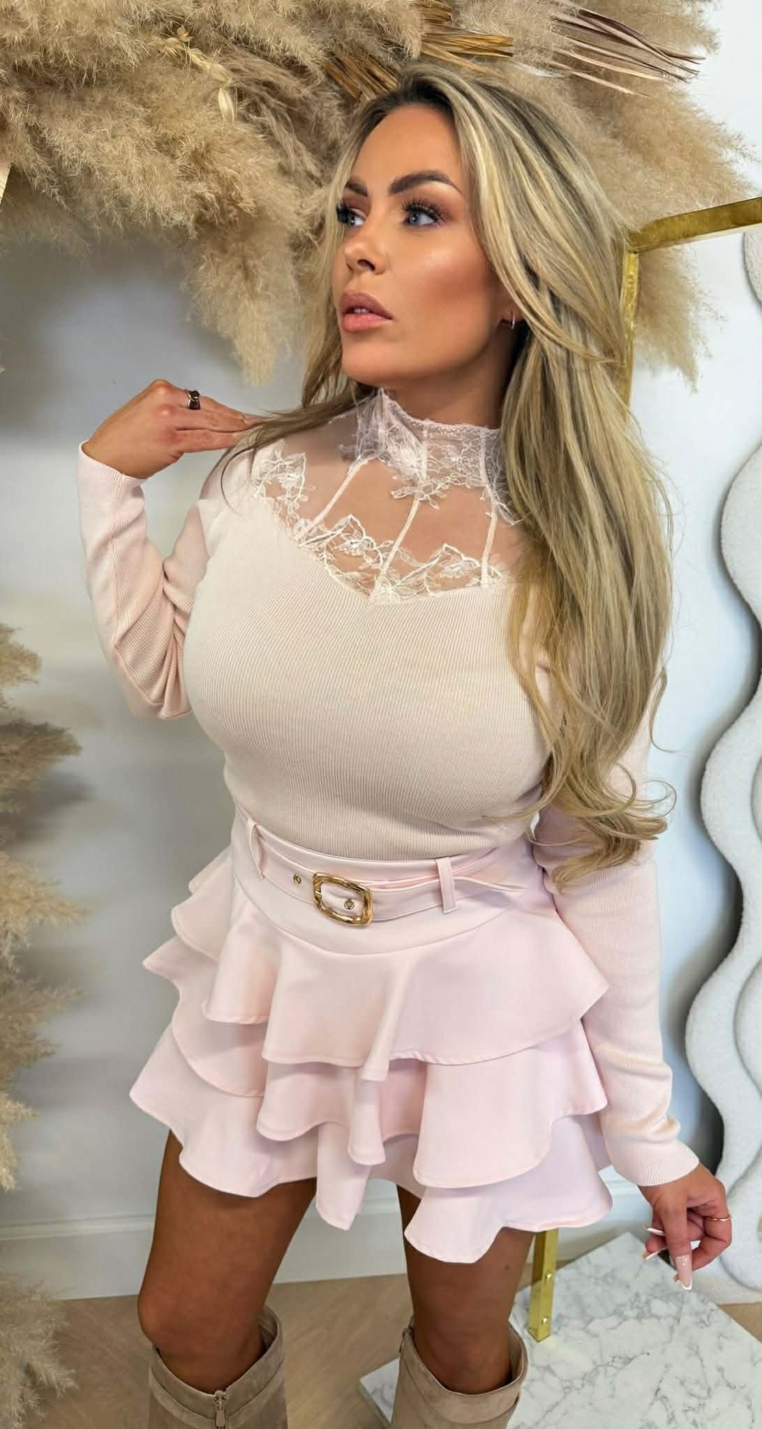 LACE HALTER TOP 9153 LIGHTPINK