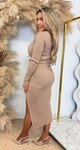 JOY RIB SPLIT DRESS 377 CAMEL