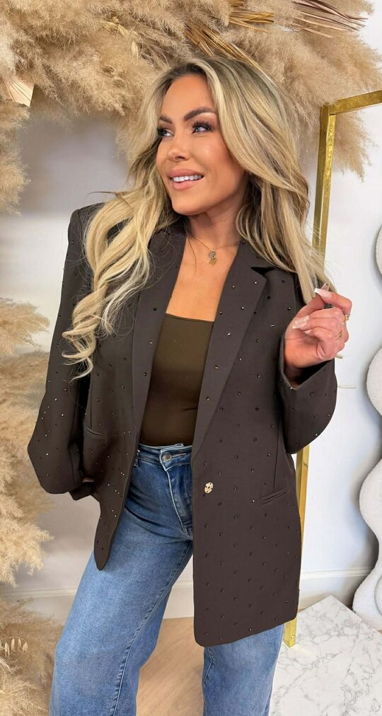 LUXURY DIAMOND BLAZER L033 CHOCOBROWN