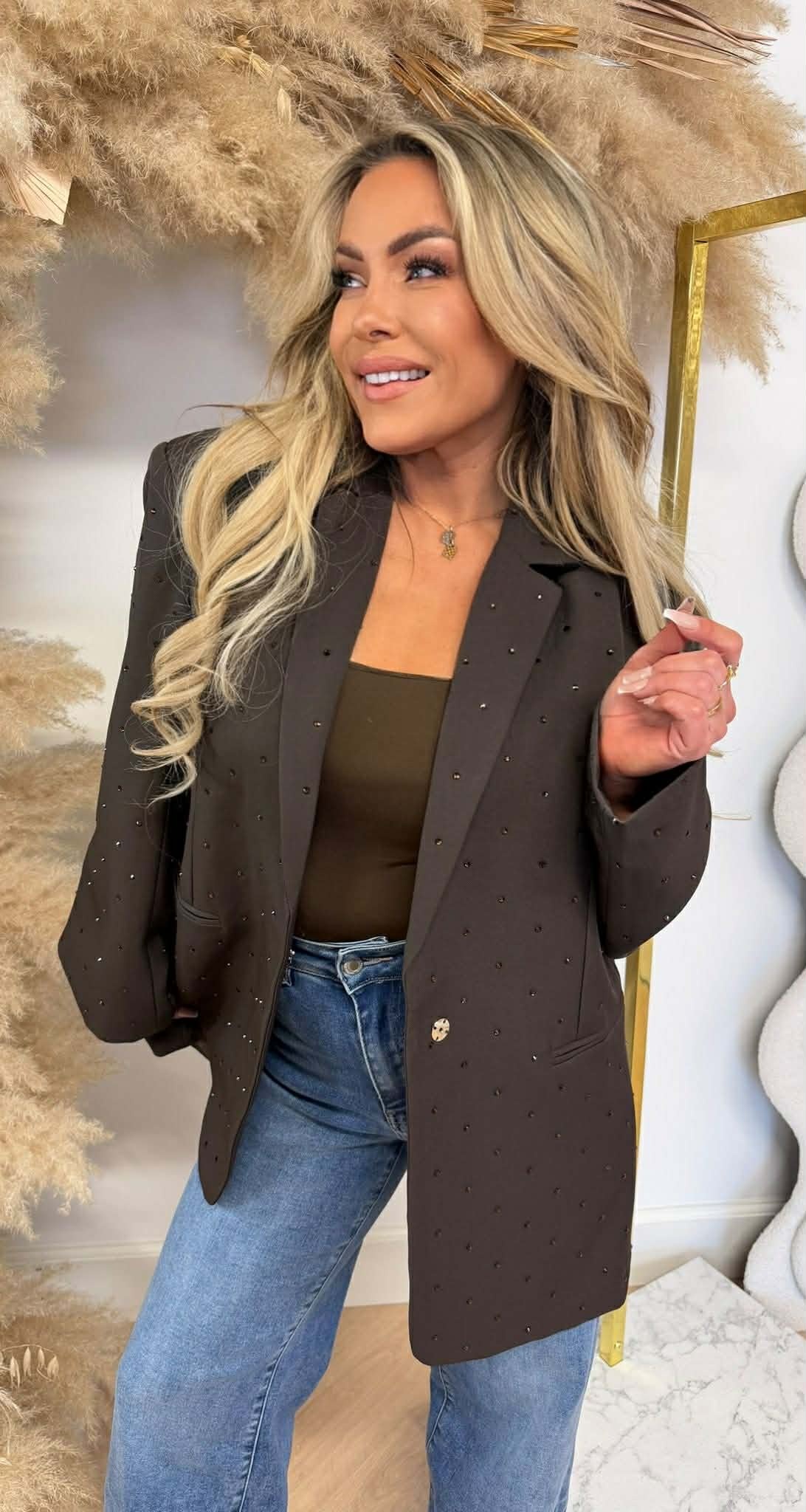 LUXURY DIAMOND BLAZER L033 CHOCOBROWN