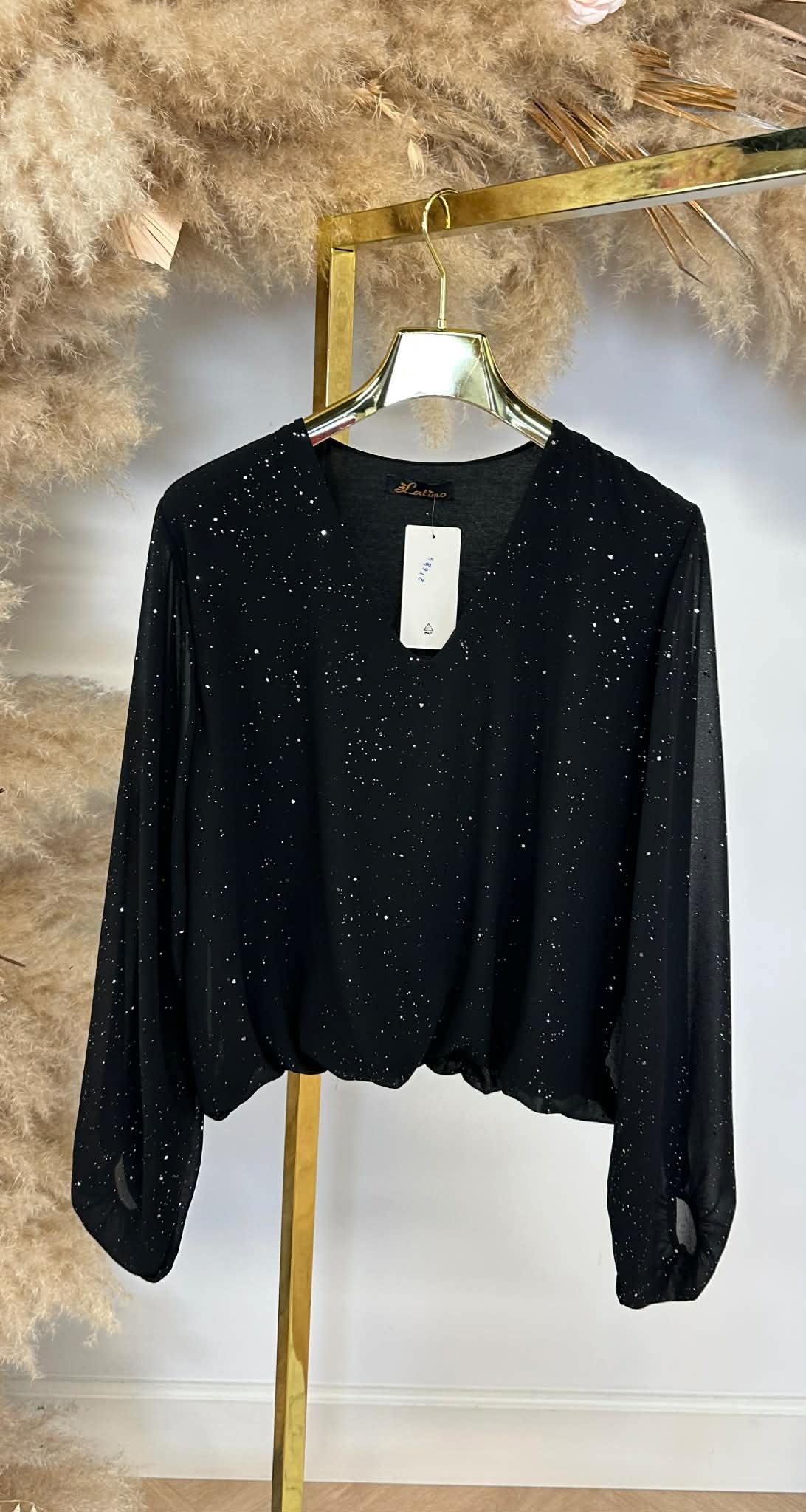 HARPER SPARKLE TOP BLACK