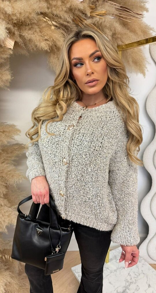 TEDDY FLUFFY BUTTON VEST BEIGE