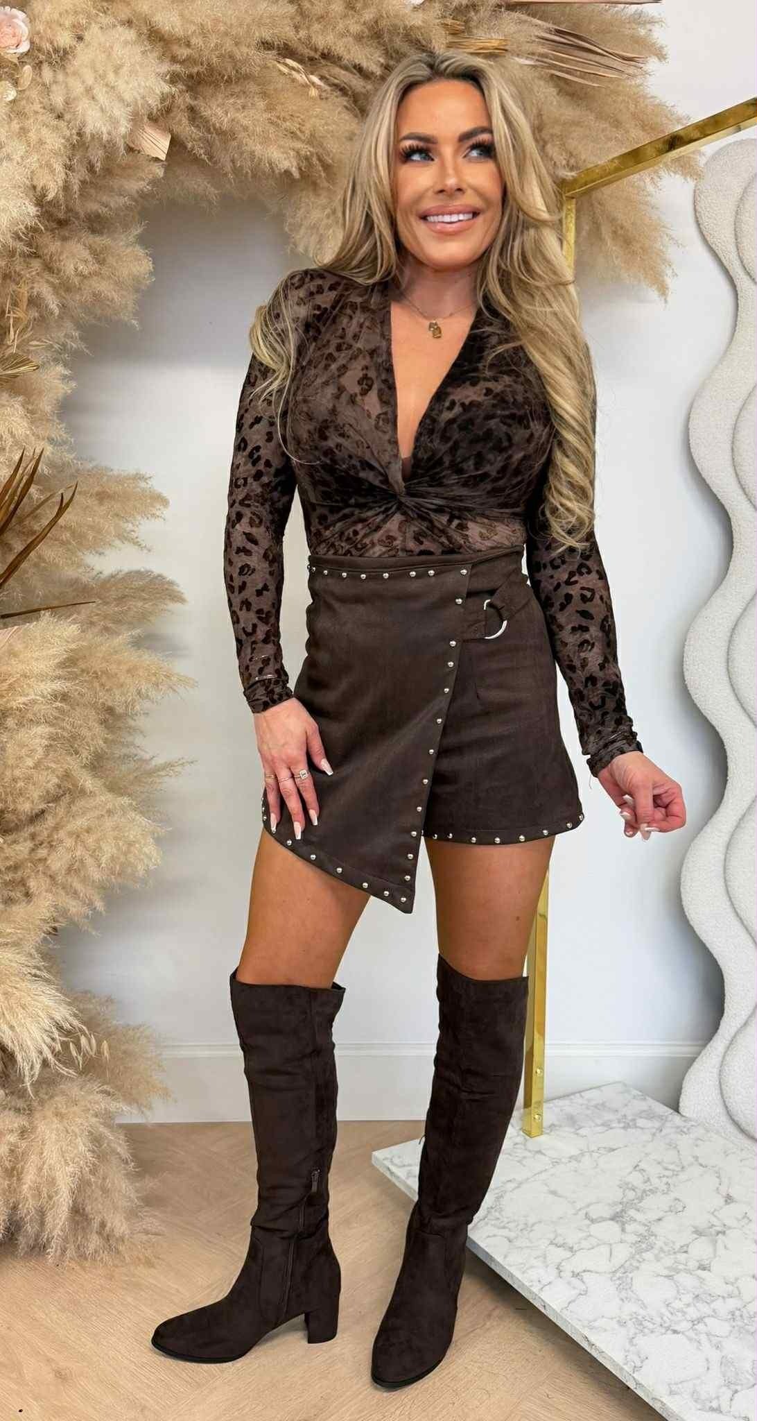 MESH LEO VELVET BODY 61920 CHOCO