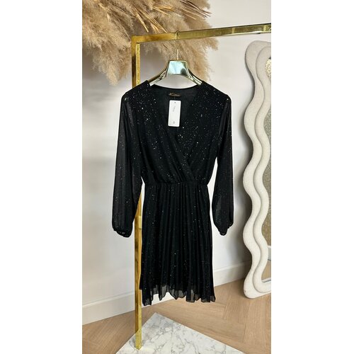 PLISSÉ GLITTER DRESS 22562 BLACK