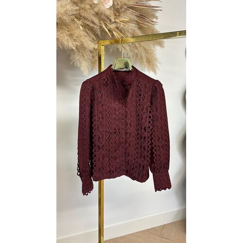 SATIN LACE BLOUSE CH368 WINE