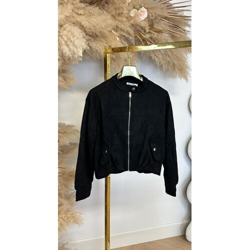 SUEDE ZIP BOMBER JACKET 2928 BLACK