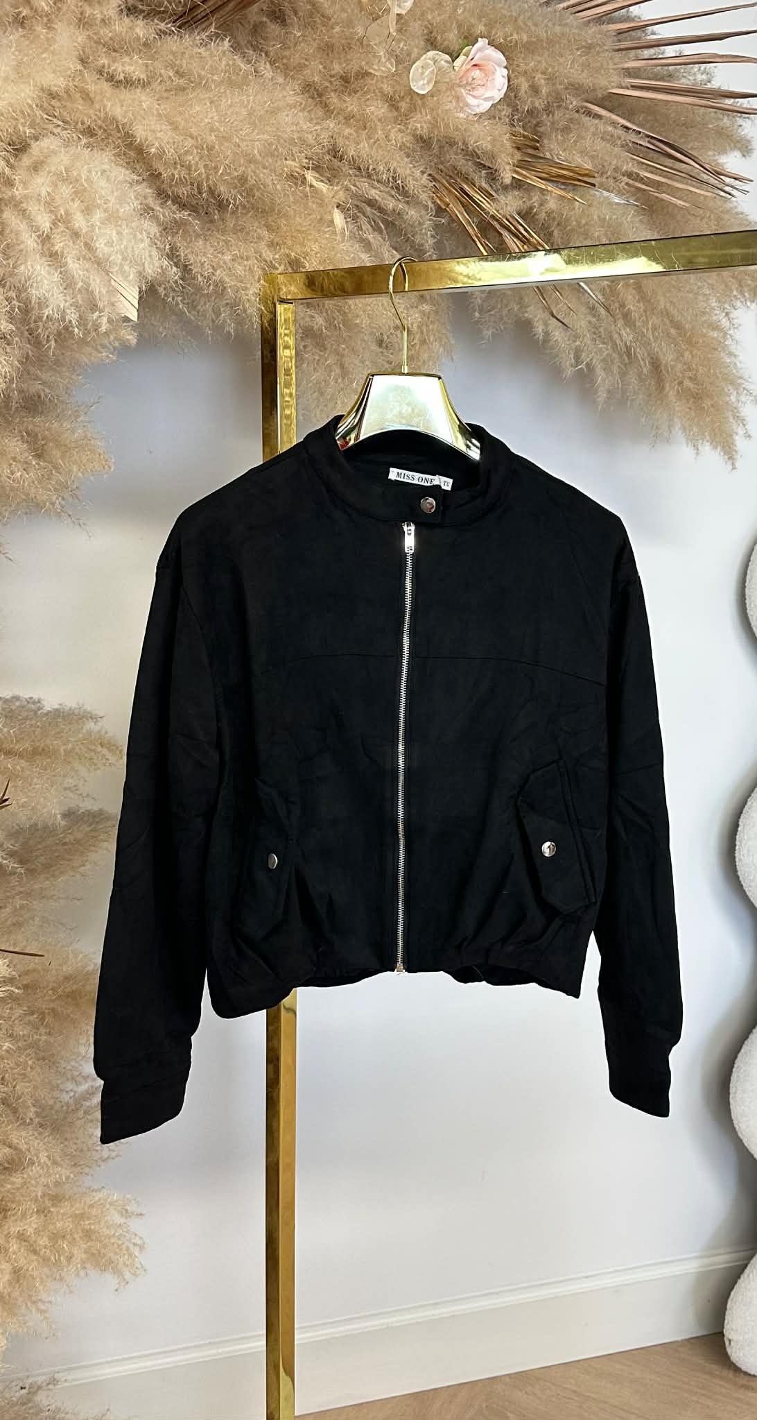 SUEDE ZIP BOMBER JACKET 2928 BLACK