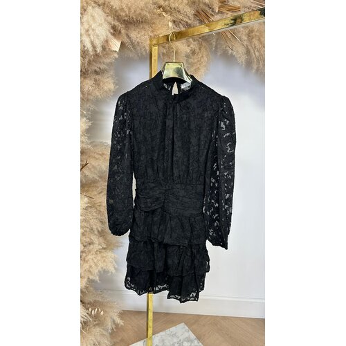 RUFFLE GAUZE DRESS 4643 BLACK