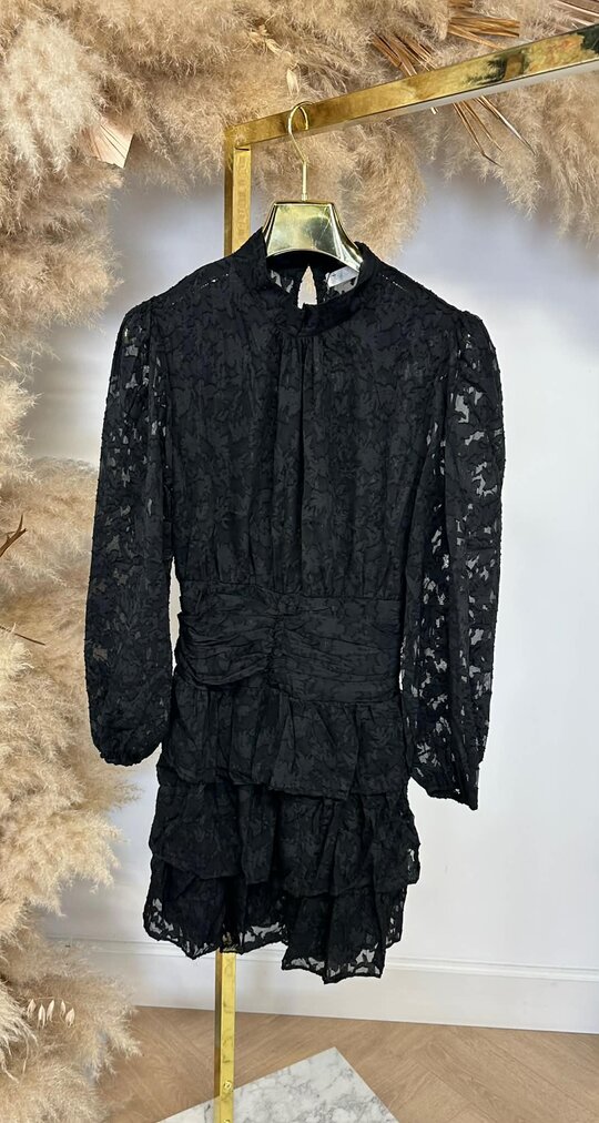 RUFFLE GAUZE DRESS 4643 BLACK