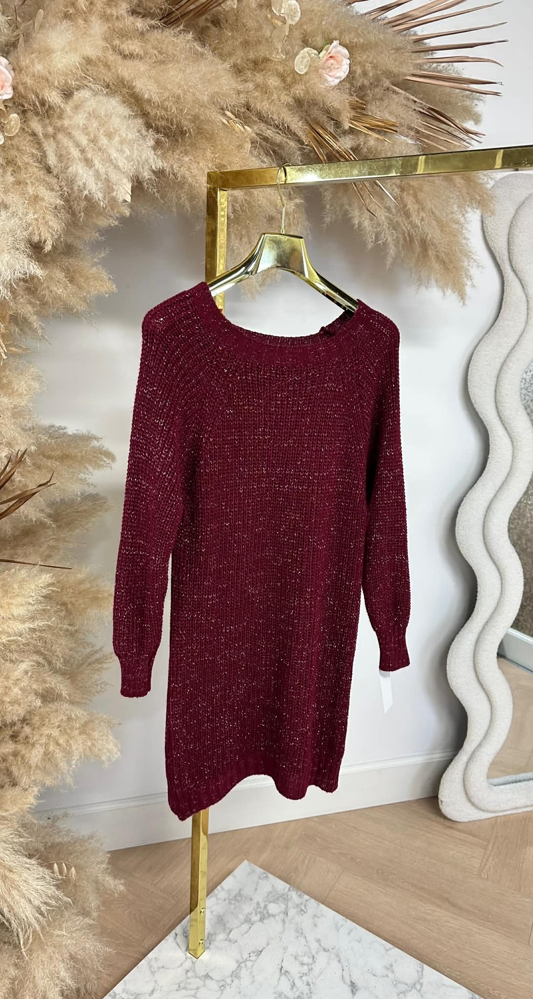 KIRA SPARKLING LONG SWEAT BORDEAUX