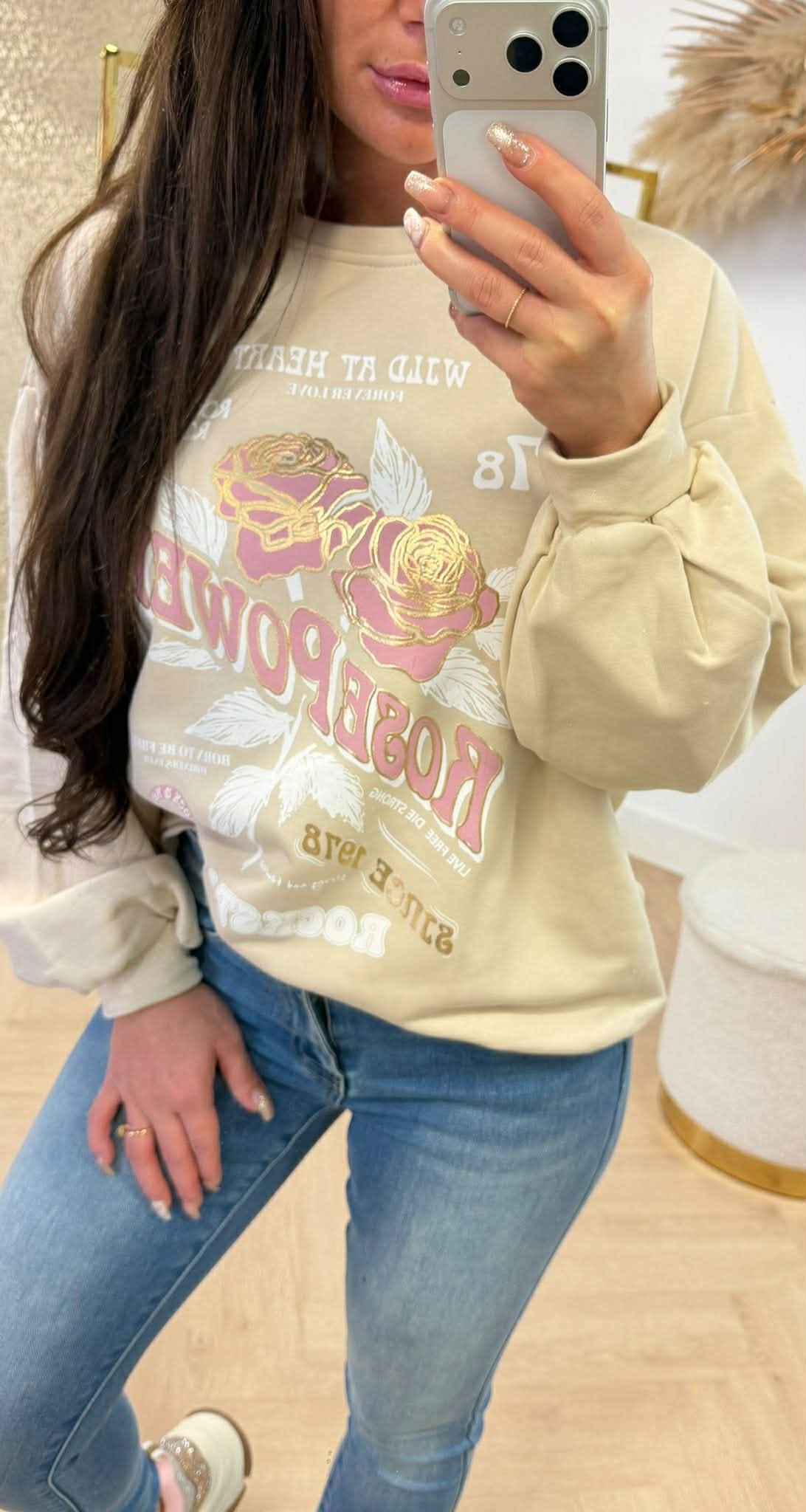 ROSE POWER SWEAT 801754 BEIGE