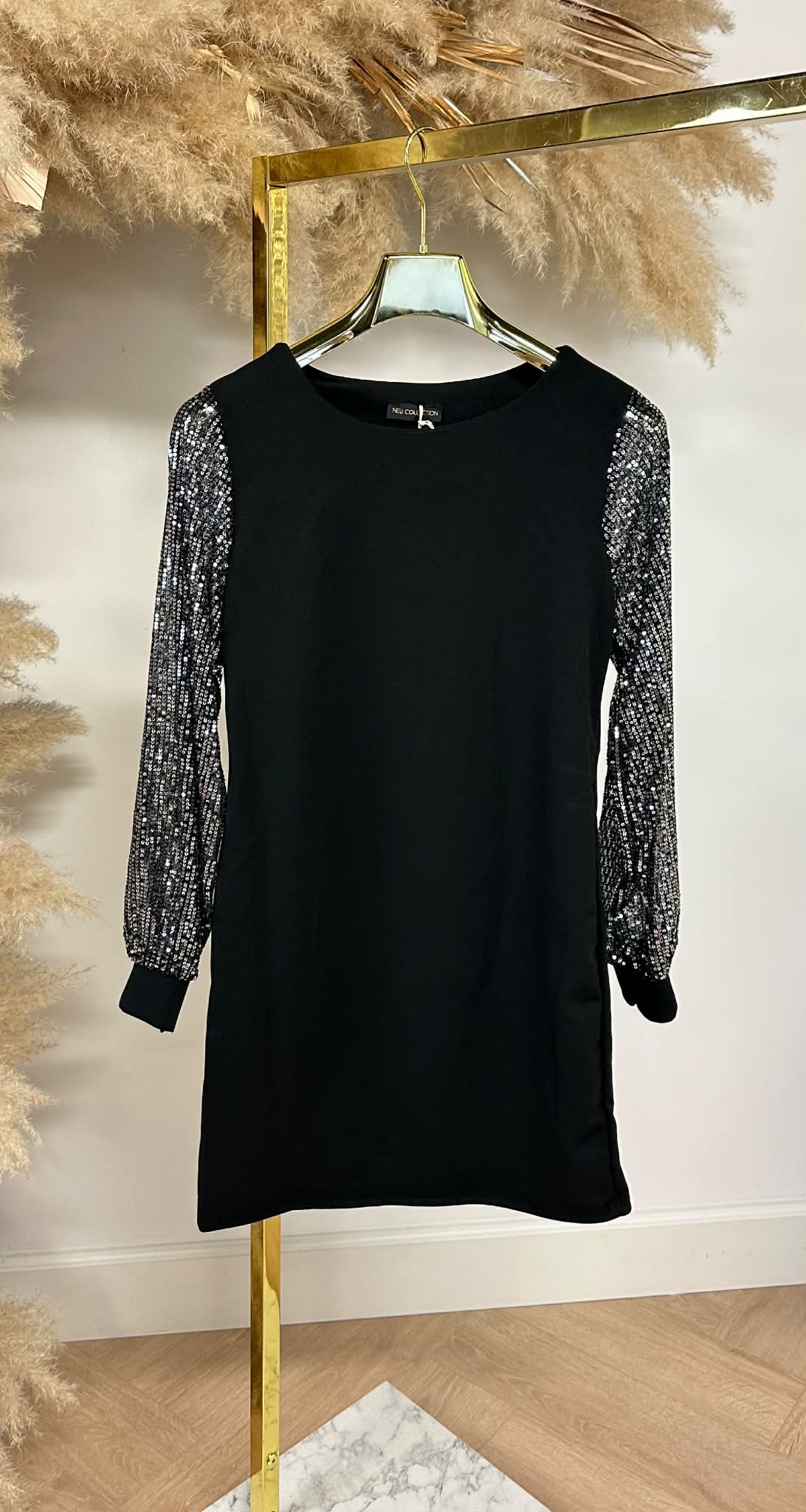 LILLY GLITTER SLEEVE DRESS SILVER