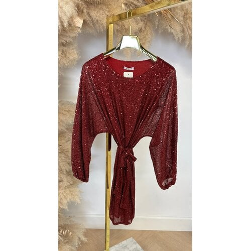 ALL OVER SEQUIN LUS DRESS BORDEAUX