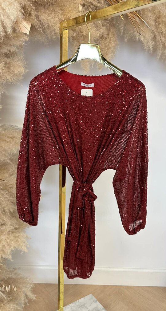 ALL OVER SEQUIN LUS DRESS BORDEAUX