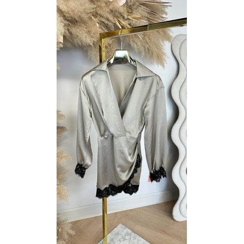 SATIN LACE DRESS CHAMPAGNE