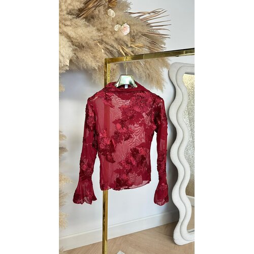 DYLA FLOWER MESH TOP BORDEAUX