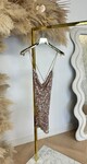SPAGHETTI CROSSED SEQUIN DRESS CHAMPAGNE