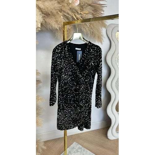 VELVET PAILLET OMSLAG DRESS SILVER