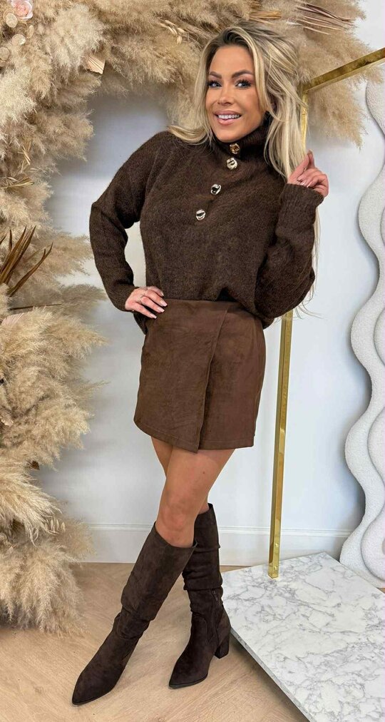 BUTTON GOLDY SWEAT P088 CHOCO