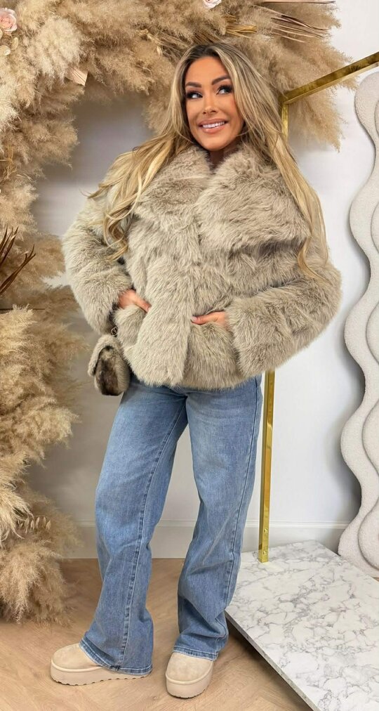 FAUX FUR JACKET 281 BEIGE FAUX FUR JACKET 281 BEIGE