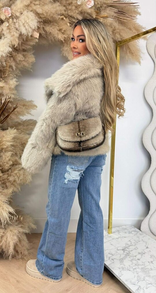 FAUX FUR JACKET 281 BEIGE FAUX FUR JACKET 281 BEIGE