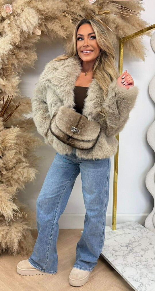 FAUX FUR JACKET 281 BEIGE FAUX FUR JACKET 281 BEIGE