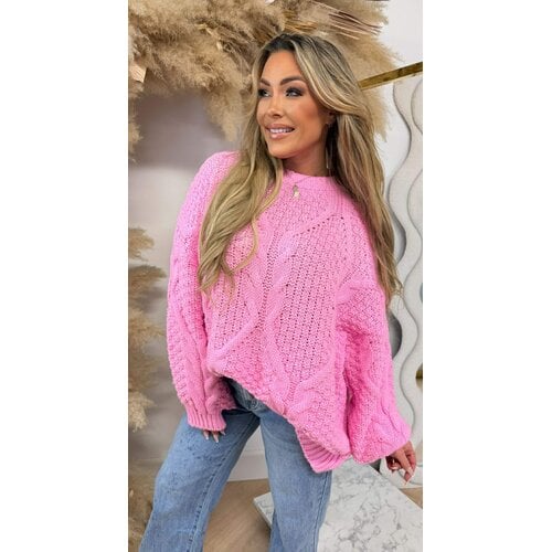 OVERSIZED KNITTED SWEAT NEONPINK