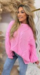 OVERSIZED KNITTED SWEAT NEONPINK OVERSIZED KNITTED SWEAT NEONPINK
